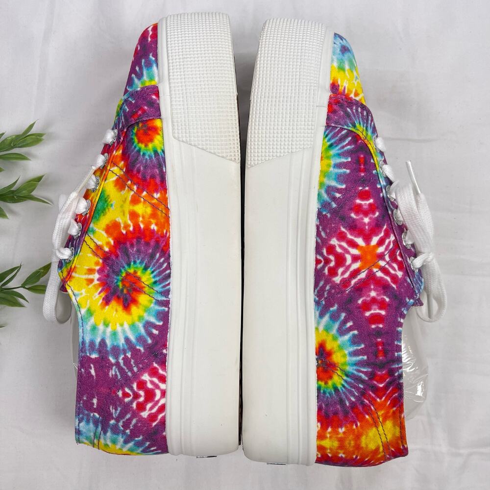 Superga Canvas Platform Sneakers Rainbow Tie Dye Womens 8.5 - 9 Like New - Picture 3 of 9